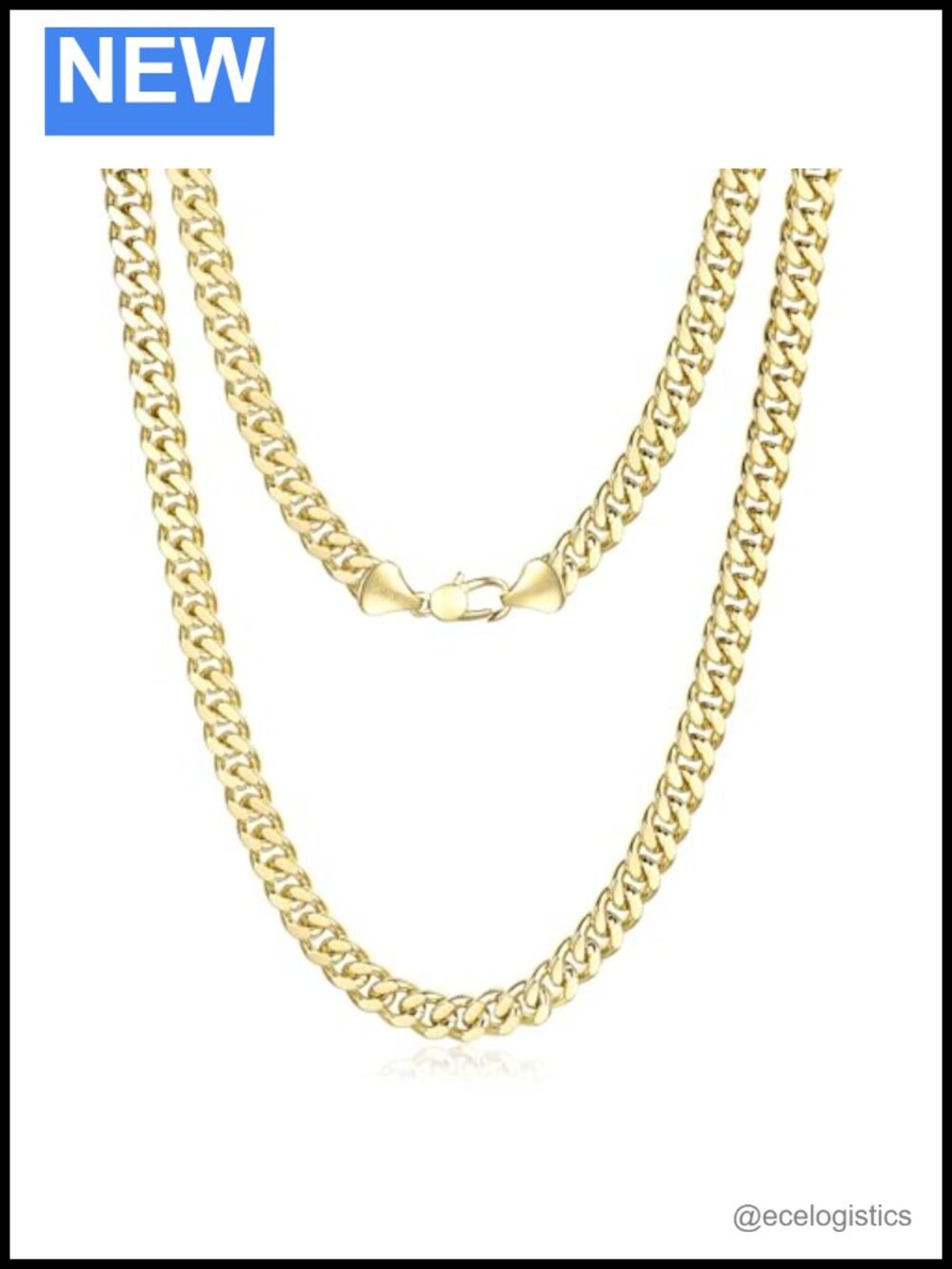 14K Gold Cuban Link Chain Necklace Unisex Polished Lobster Clasp